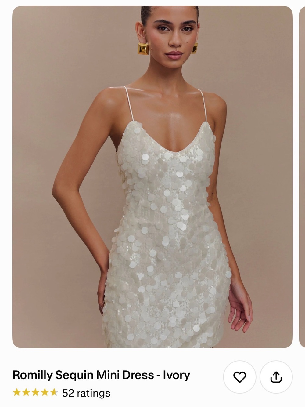 Meshki Romilly Sequin Mini Dress- Ivory